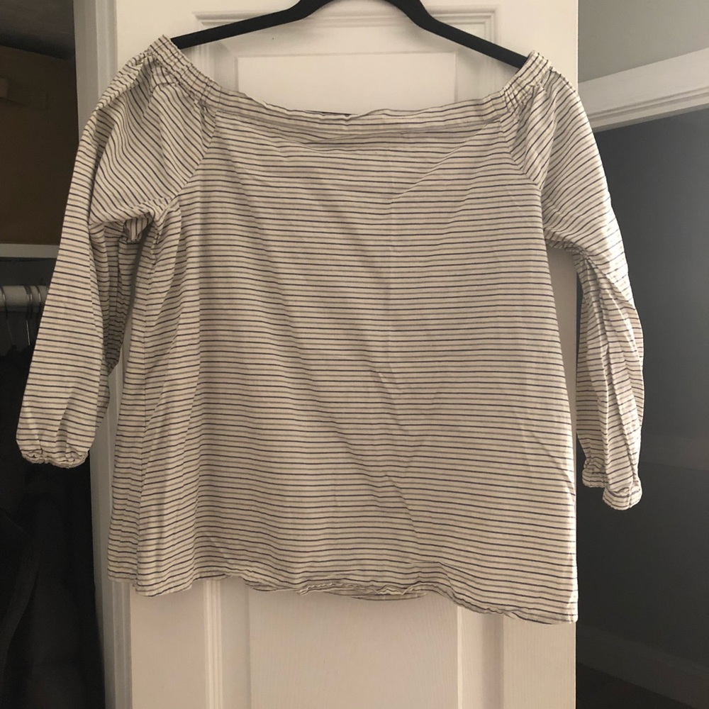 Madewell off the shoulder striped shirt, Medium